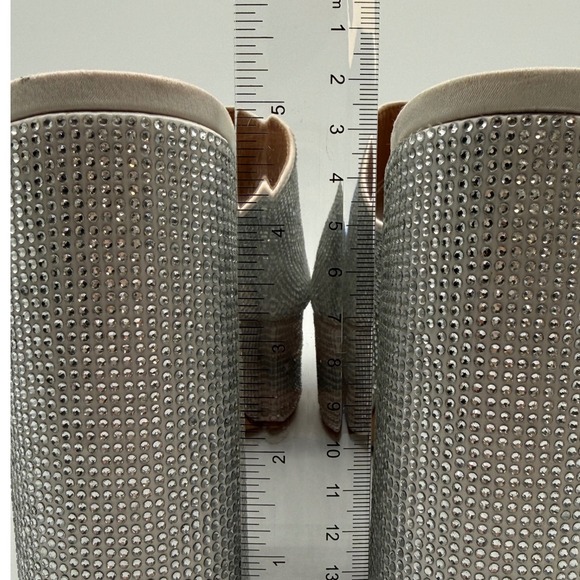 Steve Madden Rhinestone Platform Mules Silver Sparkly Block Heels Women Size - Picture 4 of 9